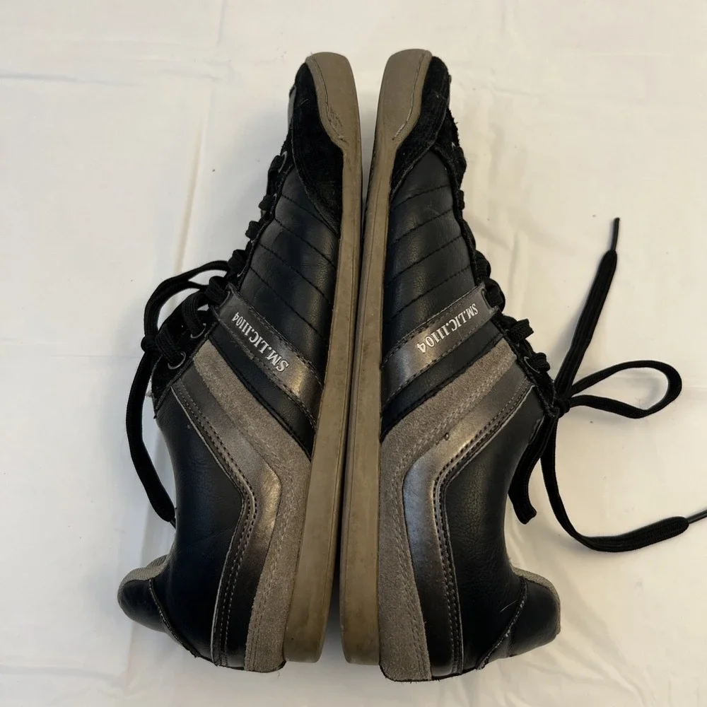 Steve Madden Mens Evrclear Leather Fashion Sneaker Shoe Sz 10 Black Gray Lace Up